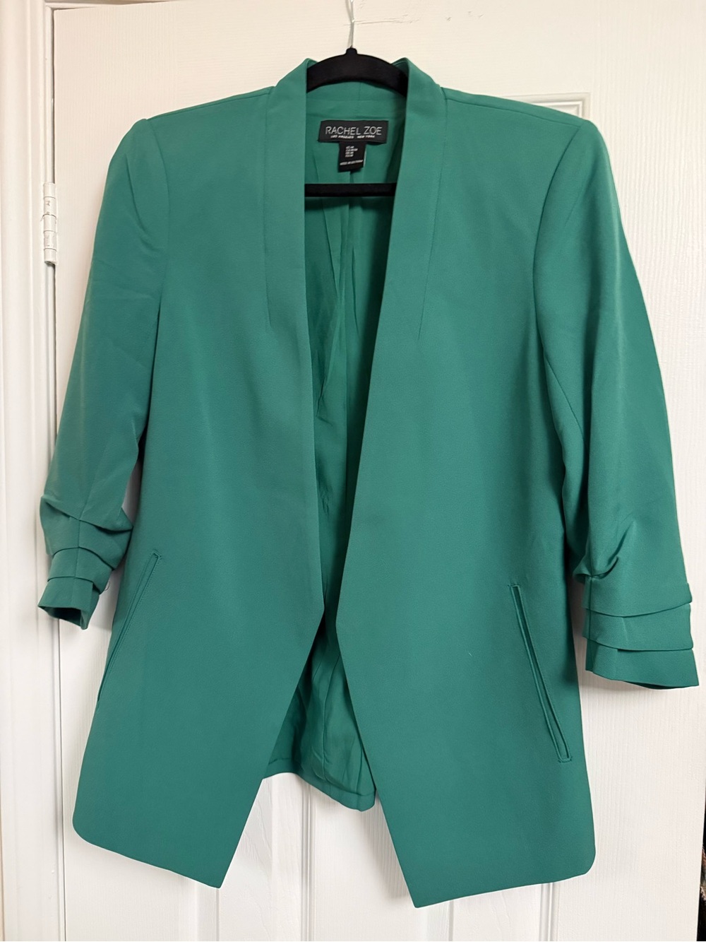 Rachel Zoe Emerald Open-Front Blazer with Three-Quarter Sleeves